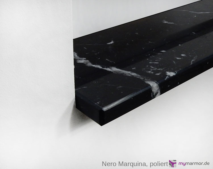 Kantenansicht Nero Marquina, poliert