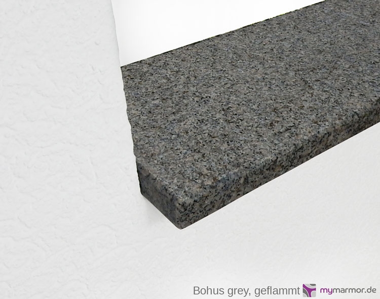 Kantenansicht Bohus grey, geflammt