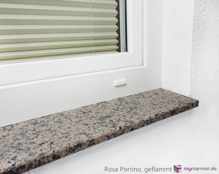 Fensterbank Rosa Porrino, geflammt