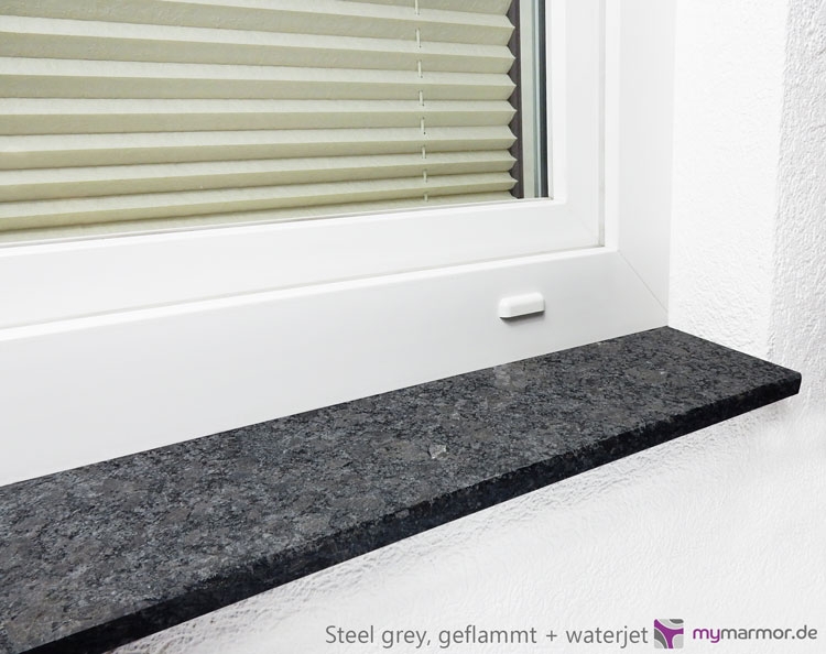 Fensterbank Steel grey, geflammt + waterjet