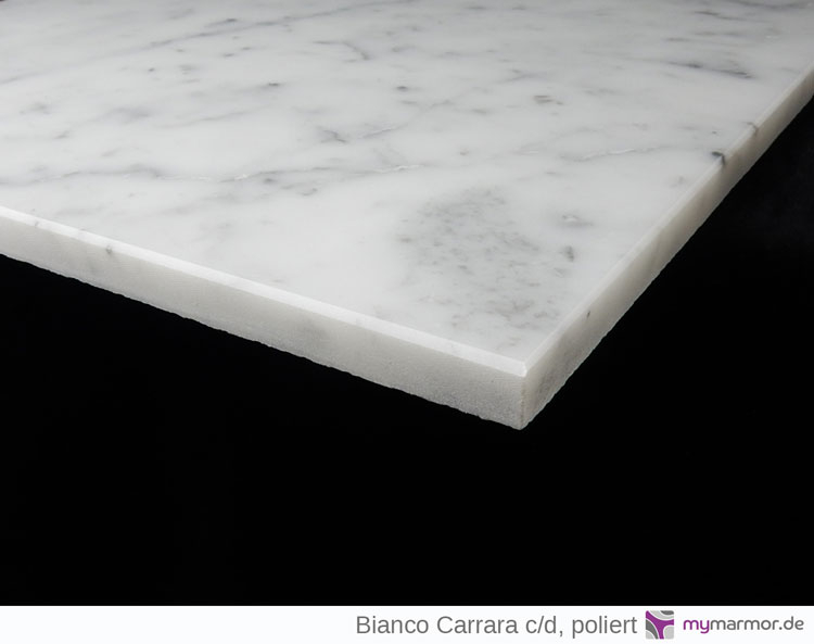 Ansicht Kante Fliese Bianco Carrara, poliert
