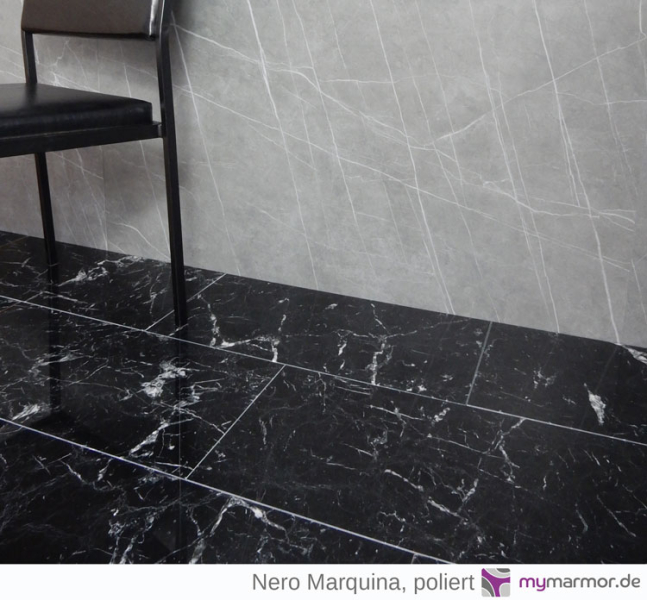 Beispiel Fliese Nero Marquina, poliert