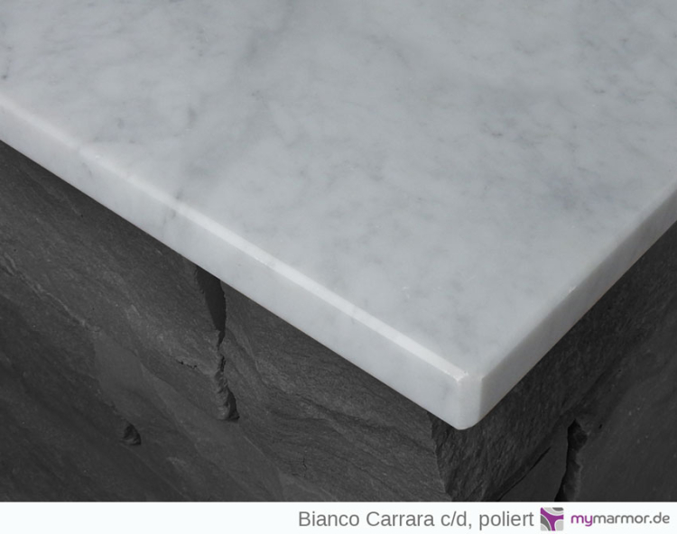 Kantenansicht Mauerabdeckung Bianco Carrara c/d