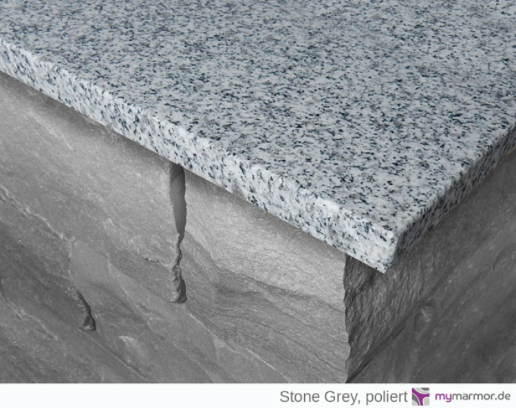 Kantenansicht Mauerabdeckung Stone grey, poliert