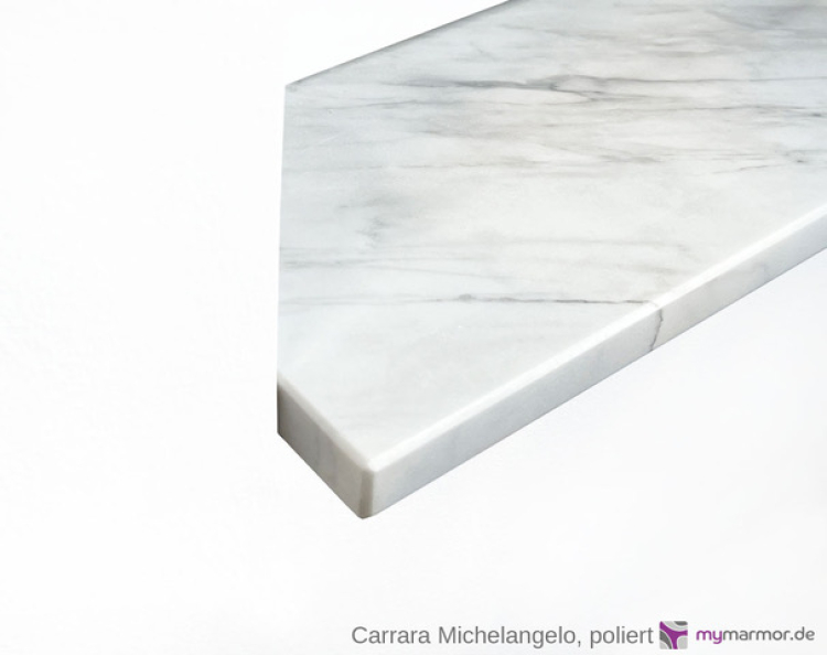 Ansicht Kante, Carrara Michelangelo poliert Ansicht Kante, Carrara Michelangelo poliert