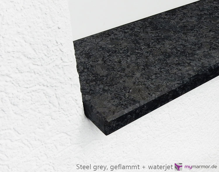 Ansicht Kante Steel grey, geflammt Ansicht Kante Steel grey, geflammt