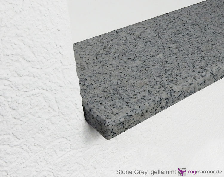 Kantenansicht Stone grey, geflammt