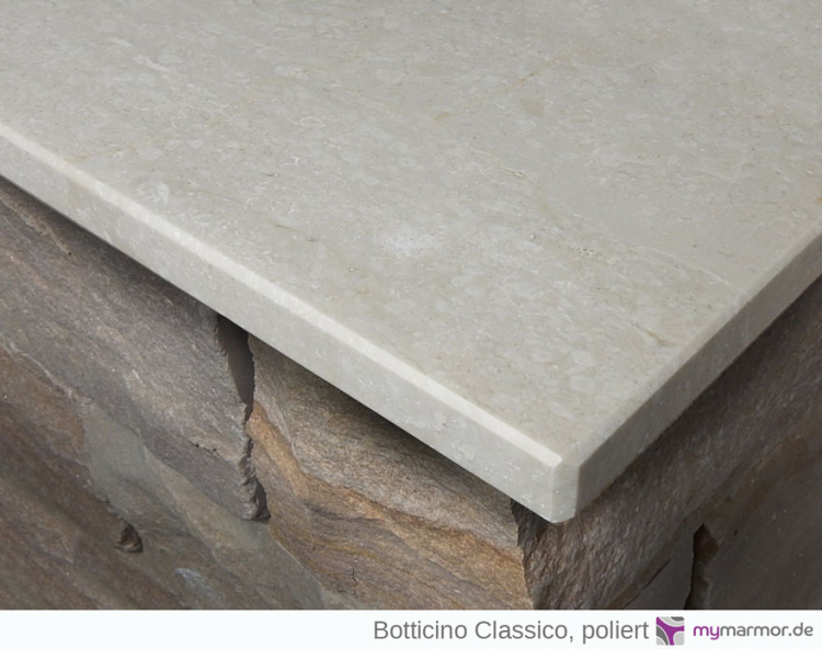 Kantenansicht Mauerabdeckung Botticino Classico, poliert Kantenansicht Mauerabdeckung Botticino Classico, poliert