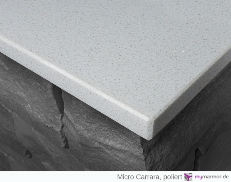 Kantenansicht Mauerabdeckung Micro Carrara, poliert