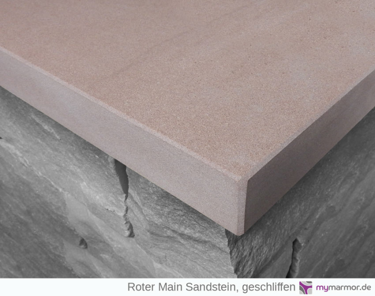 Ansicht Roter Main Sandstein Mauerabdeckung Ansicht Roter Main Sandstein Mauerabdeckung