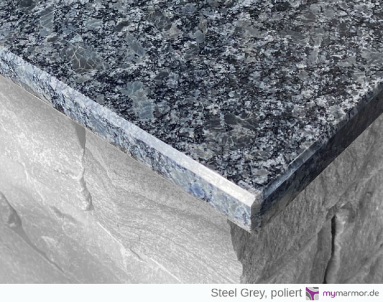 Mauarabdeckung Steel Grey poliert, Ansicht