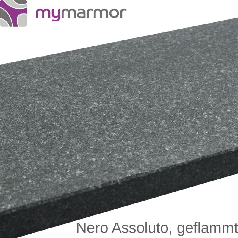 Granit Nero assoluto, geflammt