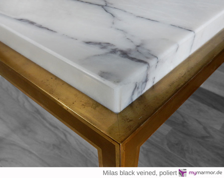 Tischplatte Milas black veined poliert