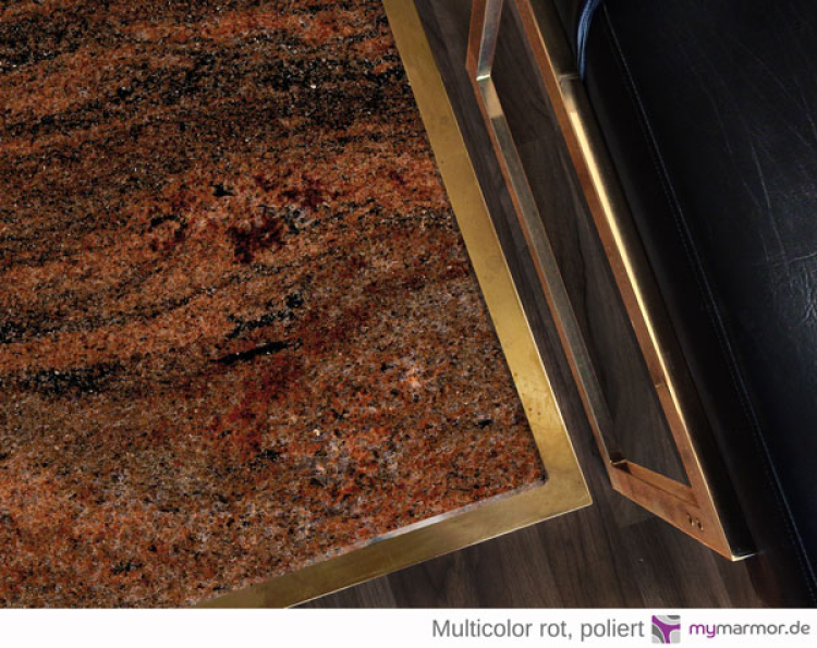 Tischplatte Multicolor rot, poliert