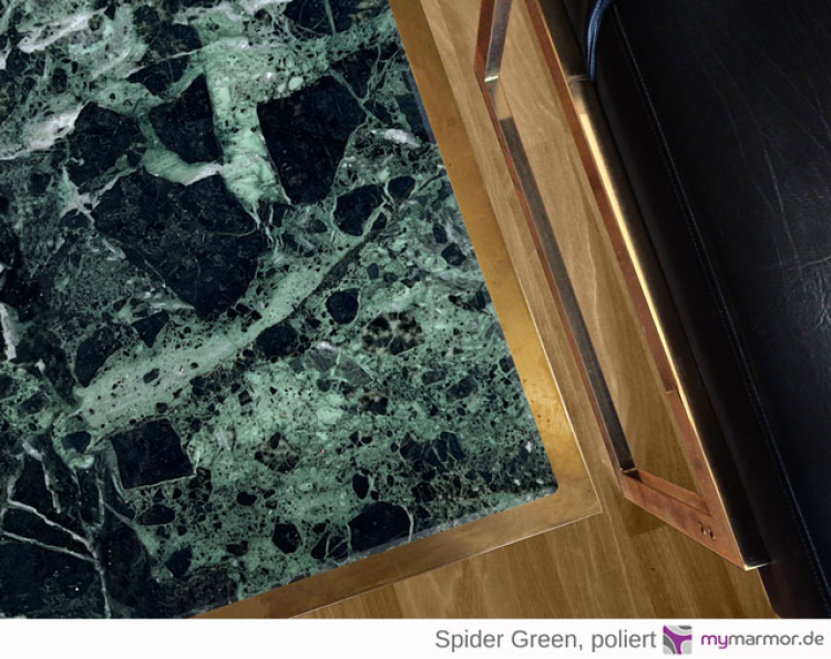 Tischplatte Spider Green poliert
