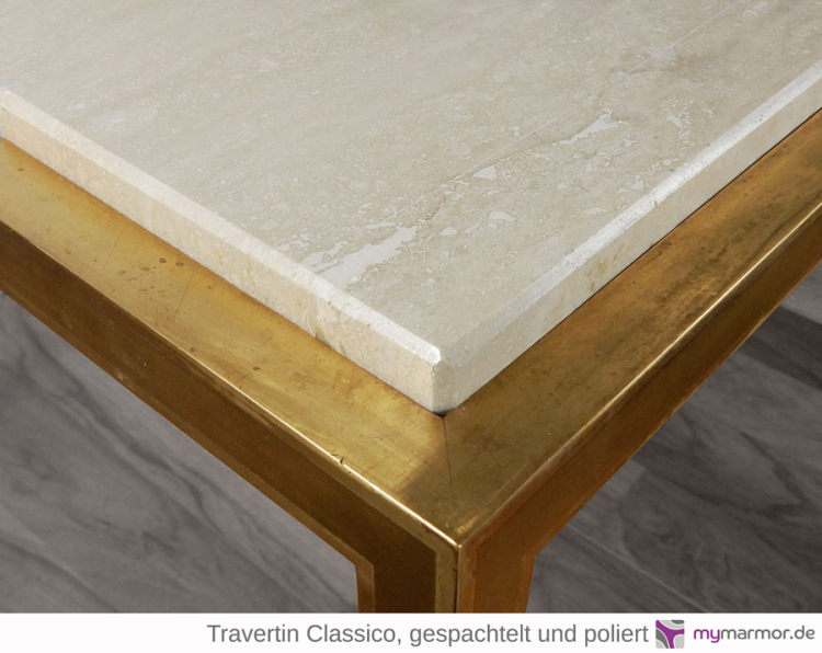 Tischplatte Travertin Classico gespachtelt
