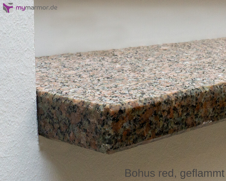 Ansicht Granitplatte, Bohus red, geflammt