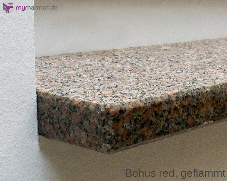 Ansicht Granitplatte, Bohus red, geflammt Ansicht Granitplatte, Bohus red, geflammt